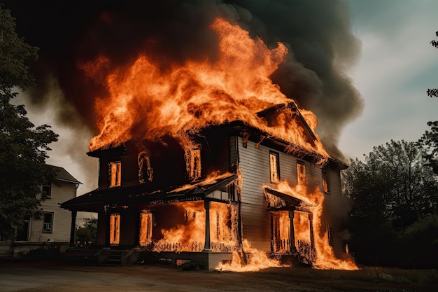 Brennendes Haus Feuer im Haus Branntes Haus Ein Haus brennt KI generiert