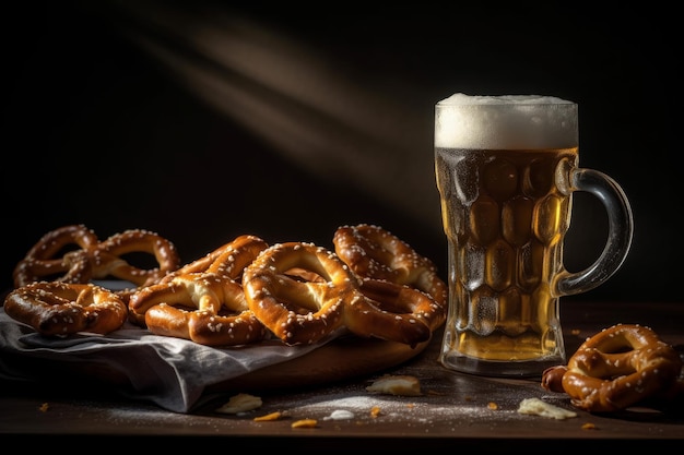 Brezel Salz Bier Generiere Ai