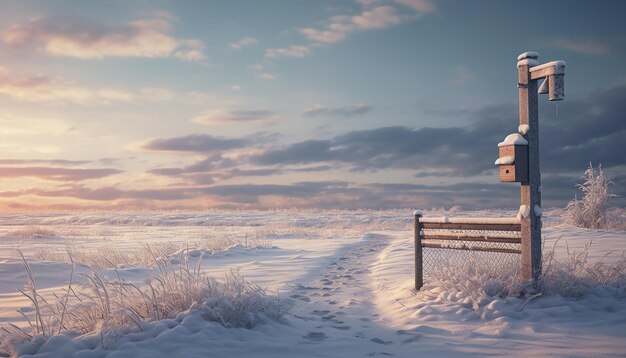 Briefkasten einsamer Schnee wartet auf einen Brief Mädchen Filmqualität 3D