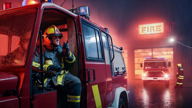 Foto la brigada de bomberos llegó por la noche.