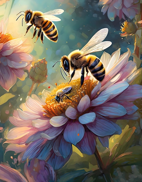 Foto brigada de abelhas da primavera