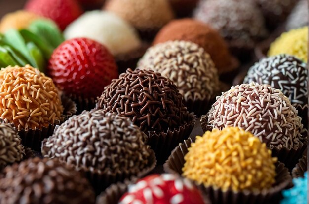 Brigadeiros gourmet con una variedad de delicias