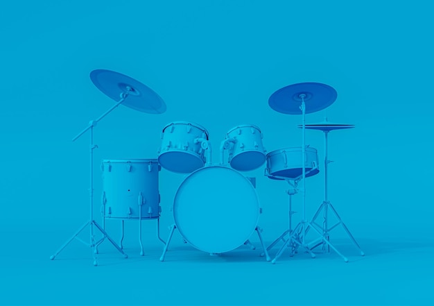 Bright Blue Drum Kit 3D-Illustration