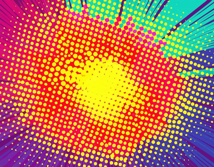 Foto bright polka dot pattern abstract and playful retro design com círculos coloridos e fundo ousado