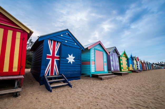 Brighton beach bathing boxes en Melbourne, Australia.