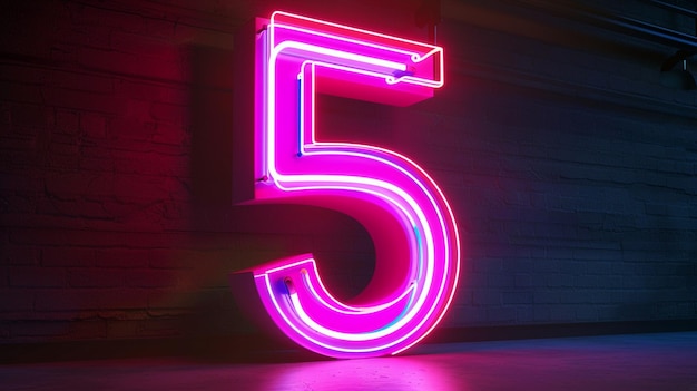 Foto brilhando no azul rosa escuro número 5 em números