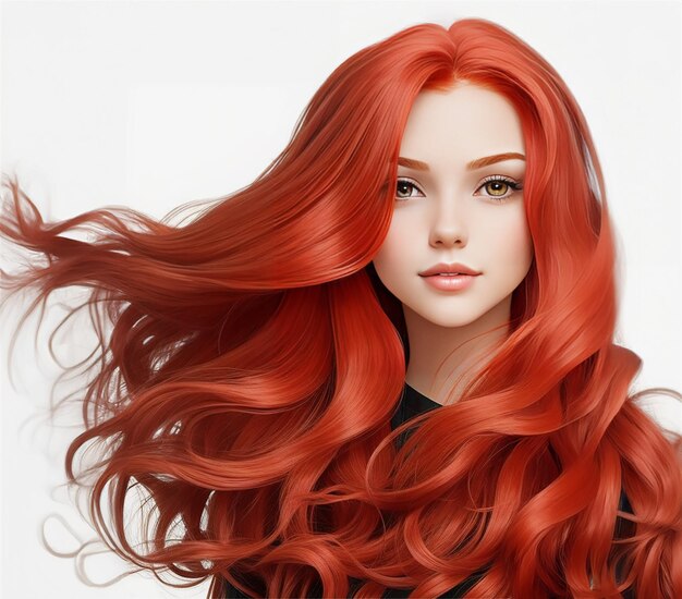 Brilhante, ondulado, bonito, cabelo vermelho, jovem.