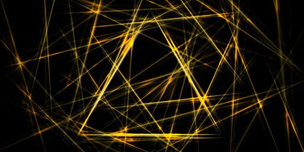 Brilho amarelo dourado em linha reta em contraste com a imagem de fundo do triângulo ilustração 3D