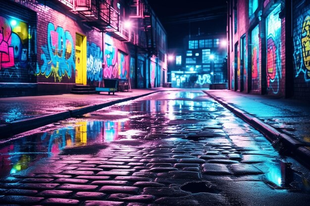 Foto brilho fluorescente em graffiti de rua