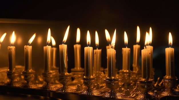 Brilho suave de velas de Hanukkah geradas por IA