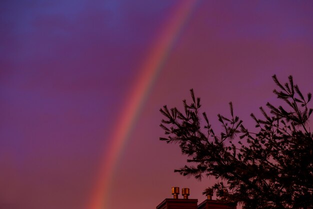 Un brillante arcoiris en el cielo.