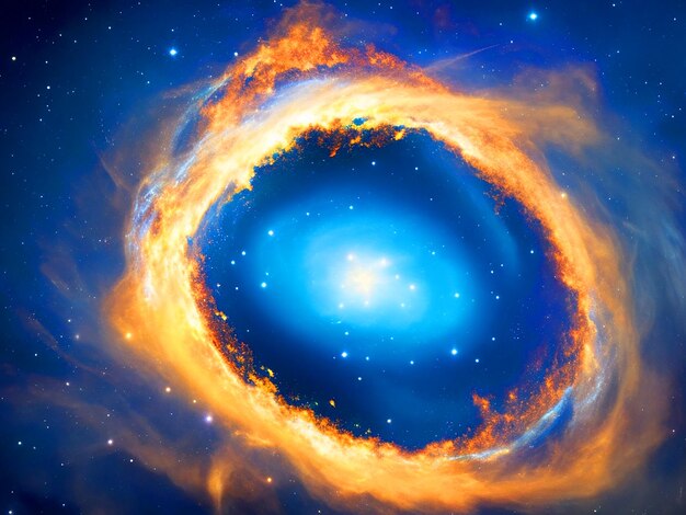 brillante azul vivo dorado y blanco y galaxia imagen de explosión