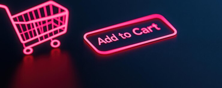 Foto el brillante botón añadir al carrito junto al icono del carrito de compras crea una experiencia de compra en línea moderna y acogedora. esto captura la esencia del comercio electrónico