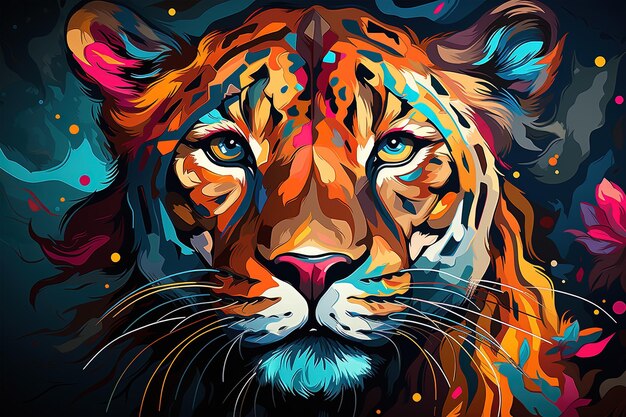 brillante y colorido un estilo fauvismo de un leopardo generativo ai