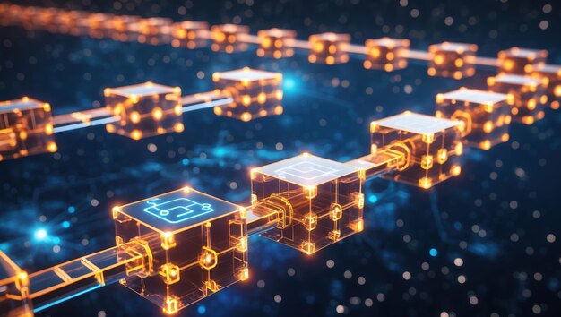 El brillante concepto de la tecnología Blockchain