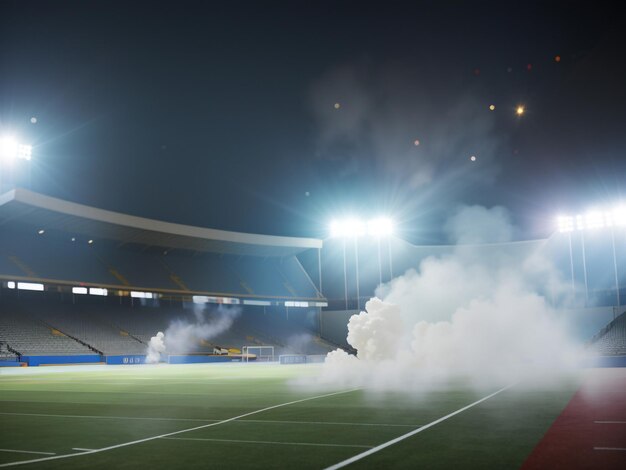 Brillante espectáculo de luces y humo en el estadio