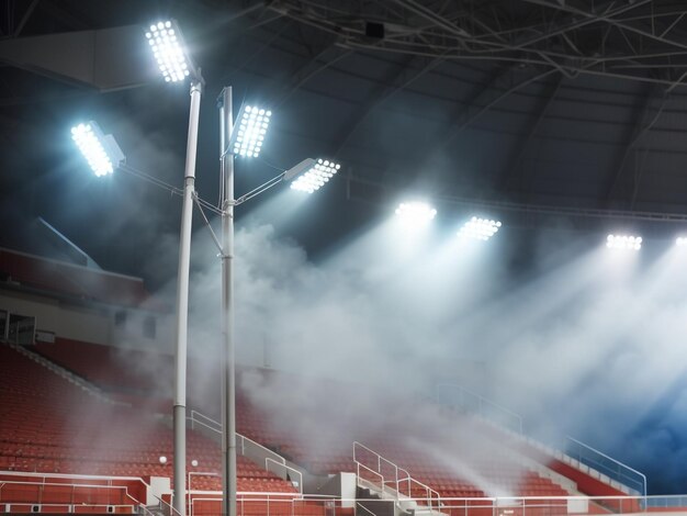 Brillante espectáculo de luces y humo en el estadio