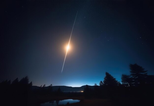 Una brillante estrella fugaz cruza el cielo nocturno