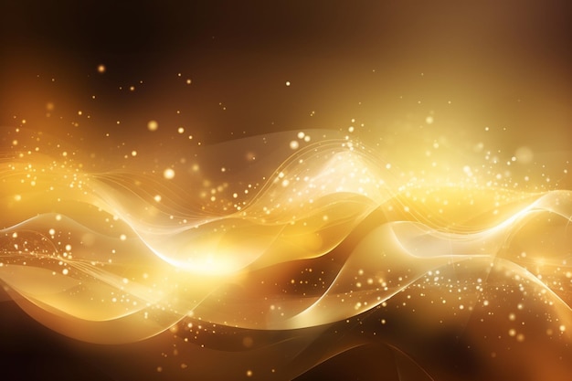 Brillante fondo ondulado dorado con burbujas y luces