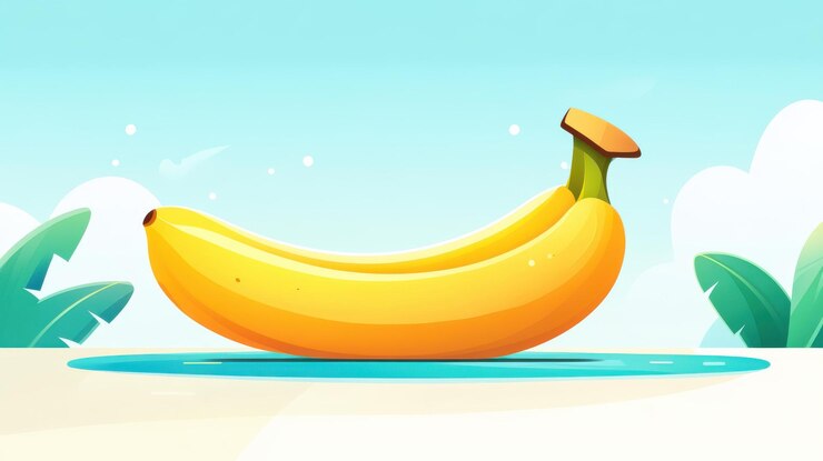 Foto una brillante ilustración de plátano en una tarjeta flash que muestra un diseño plano moderno