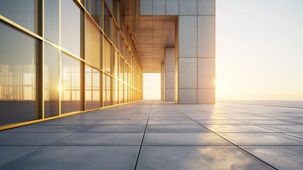 La brillante luz del sol fluye a través de las ventanas de un edificio