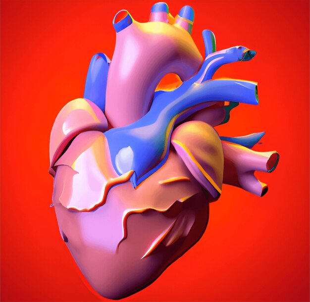 Brillante renderizado 3d corazón día de san valentín boda Un corazón humanoGenerative Ai