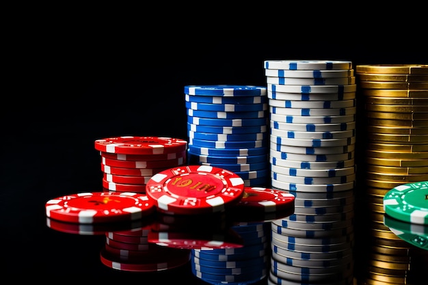 Las brillantes fichas de casino Un juego cautivador en un lienzo negro Jet 03309 01