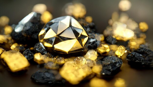 Brillantes piedras preciosas diamantes cristales fondo abstracto Hermoso papel tapiz de lujo Ilustración 3D