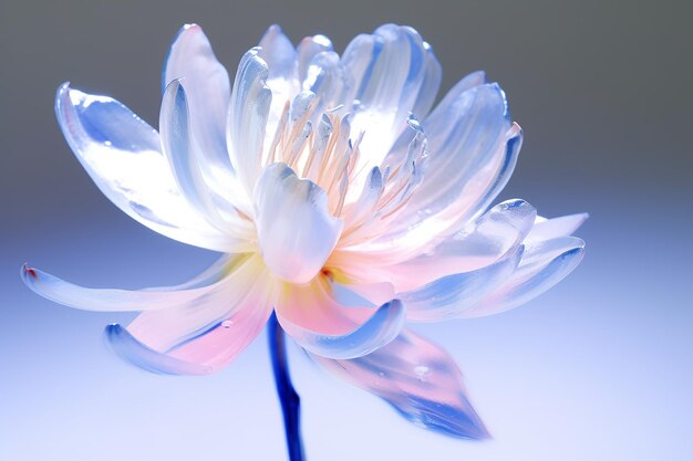 La brillantez de la floración Capturando una flor bajo la luz blanca y la transparencia