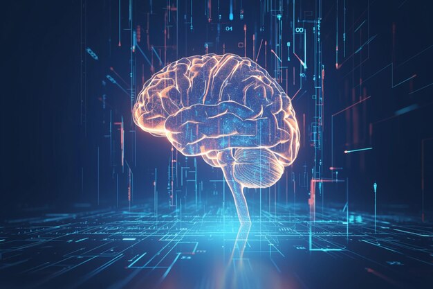 Brillanteza digital Redes neuronales cerebrales de IA y concepto de aprendizaje automático