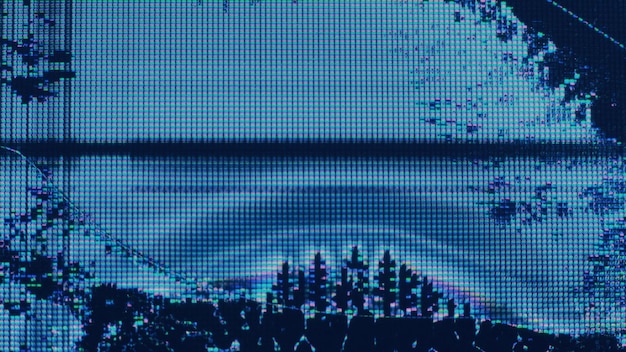 Brillo azul de textura de píxel de ruido de falla de fluido digital
