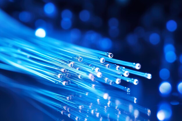 Foto brillo del cable de fibra óptica generativo ai