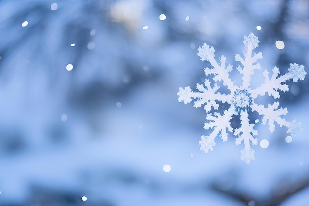 Brillo estacional Una macro de un copo de nieve brillante para Navidad IA generativa