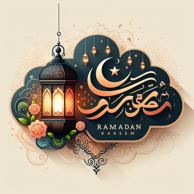 el brillo del estandarte festivo celebra el Ramadán con un diseño de estandarte de Mubarak iluminado por una linterna