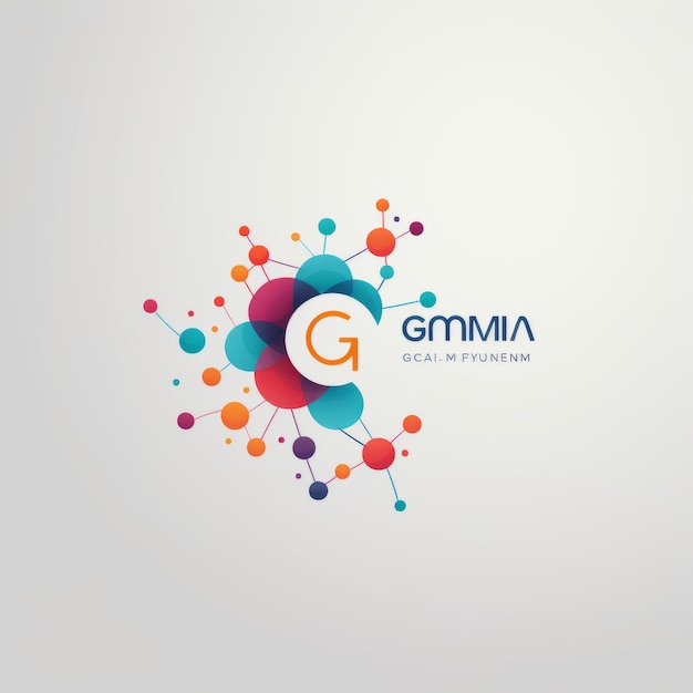 Foto brillo molecular el logotipo de gcm iluminado con colores vectoriales vibrantes