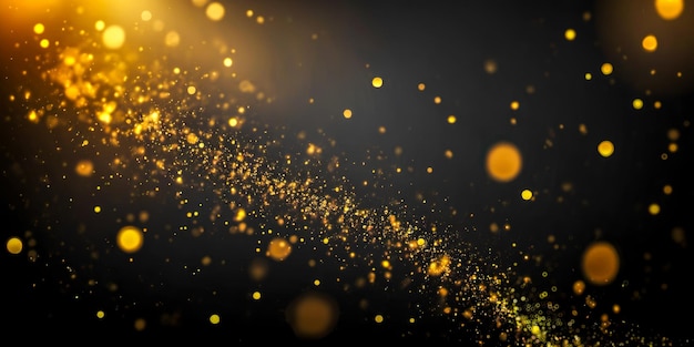 brillos dorados en fondo oscuro luces amarillas brillantes brillo efecto bokeh celebración atmósfera estado de ánimo festivo textura abstracta diseño de papel tapiz aspecto elegante