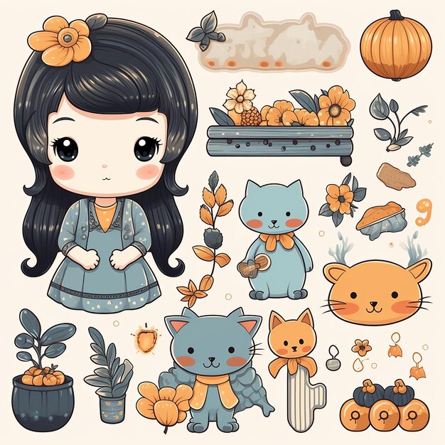 Brincalhão, planejador, conjunto, cute, coloridos, elementos, para, planejador, decoração Clipart