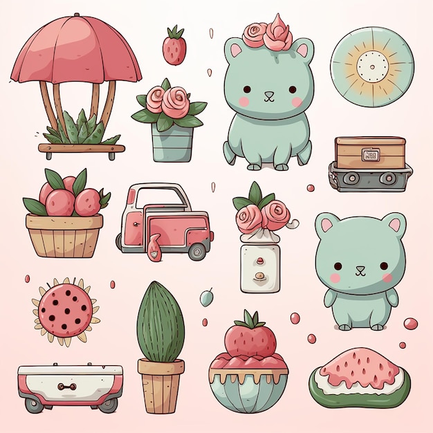 Brincalhão, planejador, conjunto, cute, coloridos, elementos, para, planejador, decoração clipart