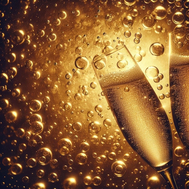Foto brindes de bolhas de ouro em flautas de champanhe festivais