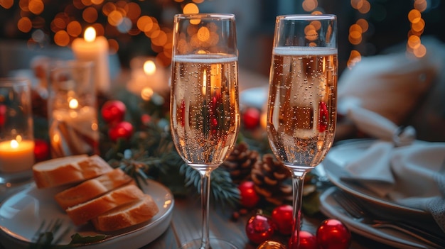 Foto un brindis por la felicidad copas de champaña levantadas por amigos y familiares la luz atrapando el oro líquido dentro de un gesto atemporal de celebración y unión ai generative