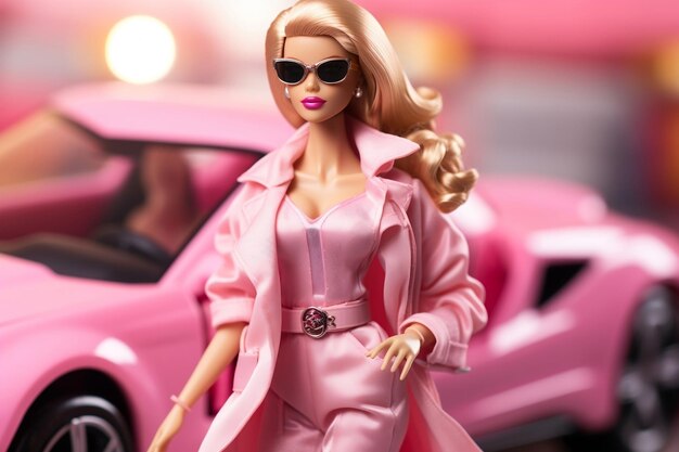 Brinquedo de boneca Barbie de plástico estiloso com IA generativa de beleza requintada