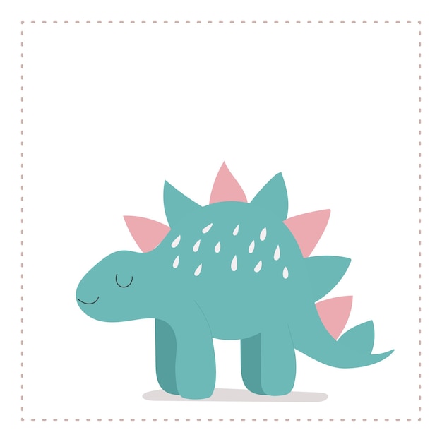 Brinquedo de dinossauro bonito com espinhos cor-de-rosa em um fundo branco ideal para decoração infantil