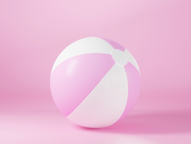 Foto brinquedo de esfera de luz de maquete de bola de praia inflável rosa para ilustração de renderização 3d de verão jogo de esporte