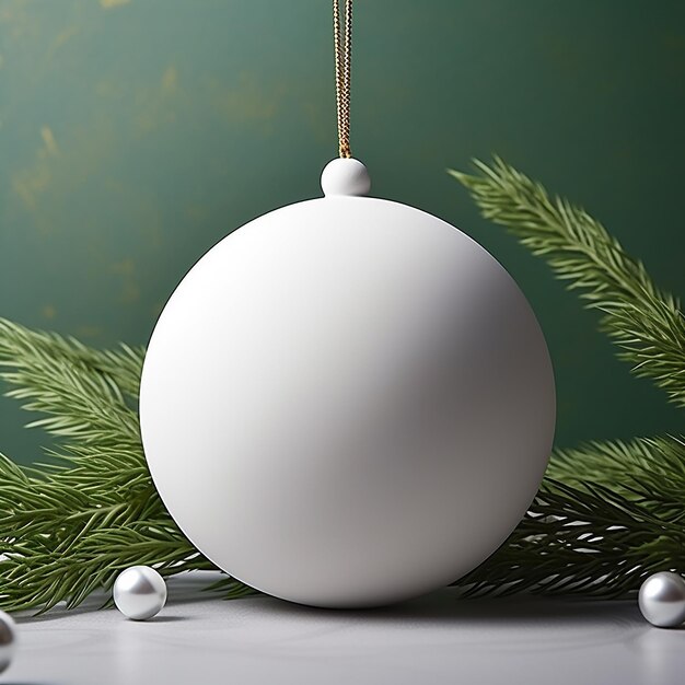 Brinquedo de Natal branco em um fundo verde renderização 3D