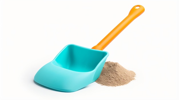 Brinquedo de praia com pá de plástico para crianças em pilha de areia