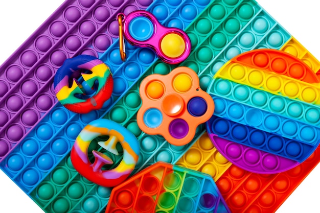 Brinquedos de pop it fidget da moda brinquedos de borracha coloridos spinner de snapperz de covinha simples e outros