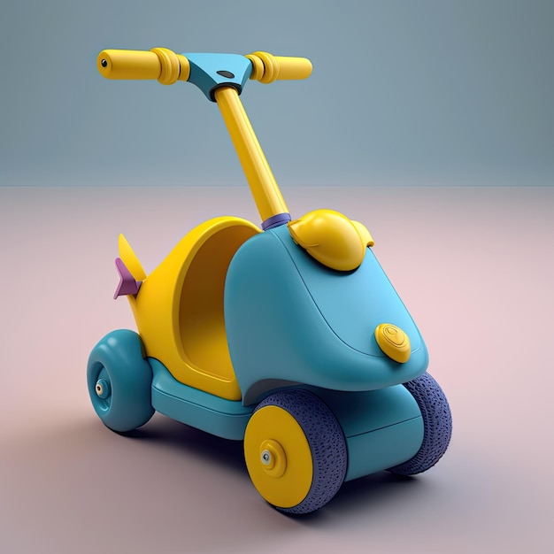 Brinquedos infantis coloridos Chidish scooter em um fundo colorido Generative AI