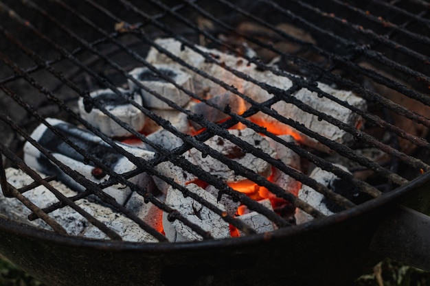 Briquetes de carvão quente para churrasco