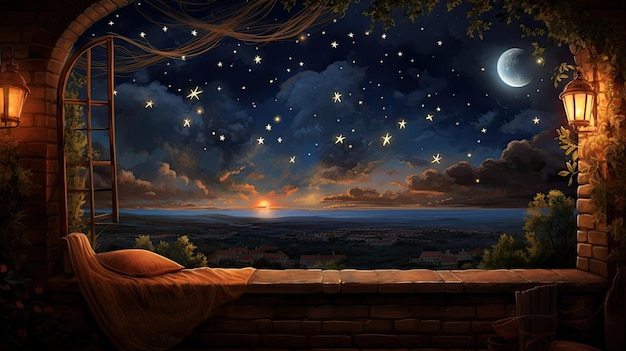 La brisa fresca las estrellas brillan el silencio envuelve la noche