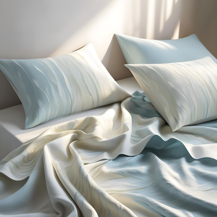 La brisa del océano, las ondas suaves, las sábanas en un dormitorio minimalista.